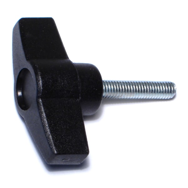 Midwest Fastener 6mm-1.0 x 30mm Black Plastic Coarse Male Threaded Stud T-Knobs 2PK 78002 - main